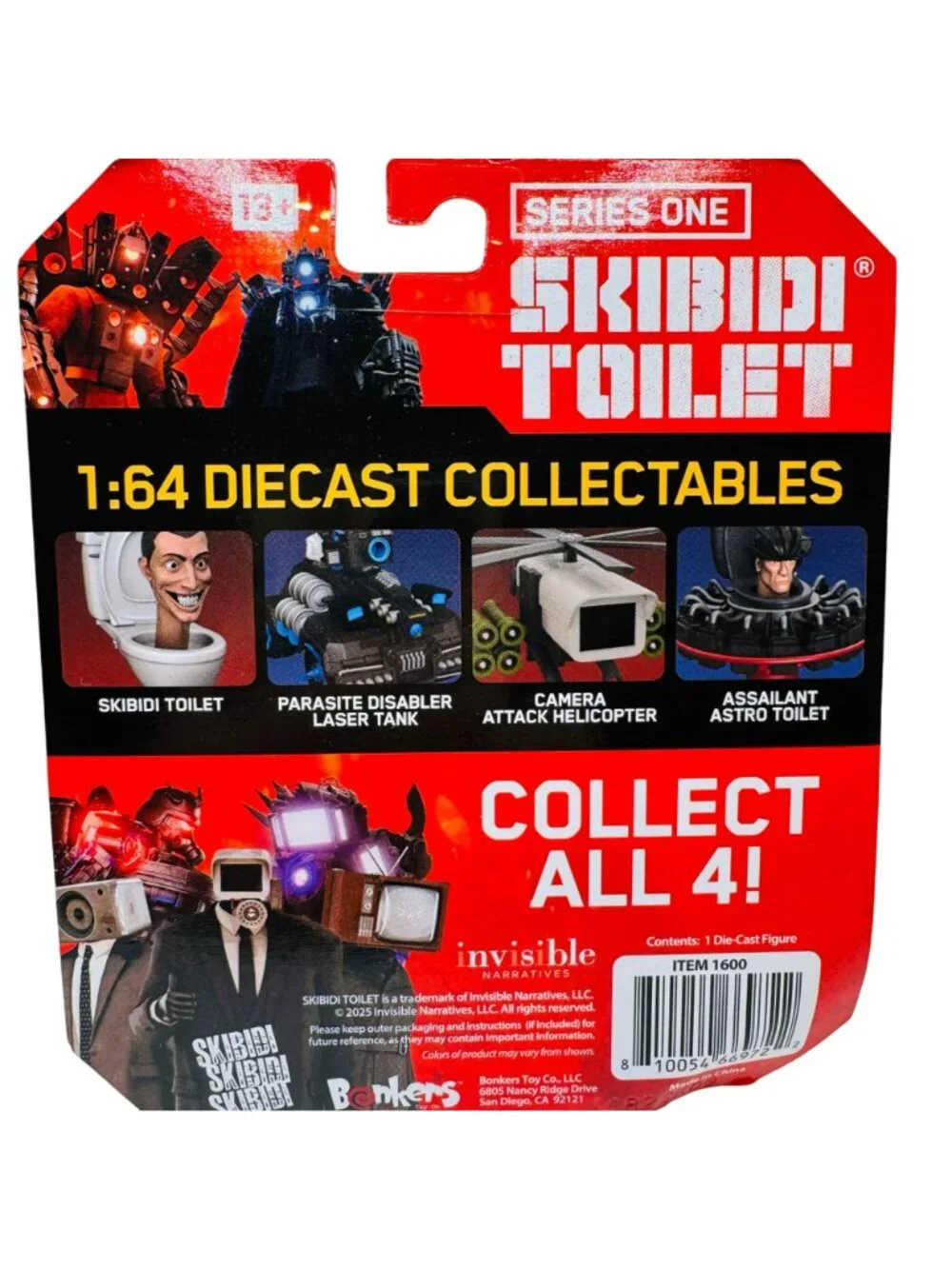 Skibidi Toilet Series One 1:64 Diecast Collectibles - Set Of 4 Figures: Laser Ta
